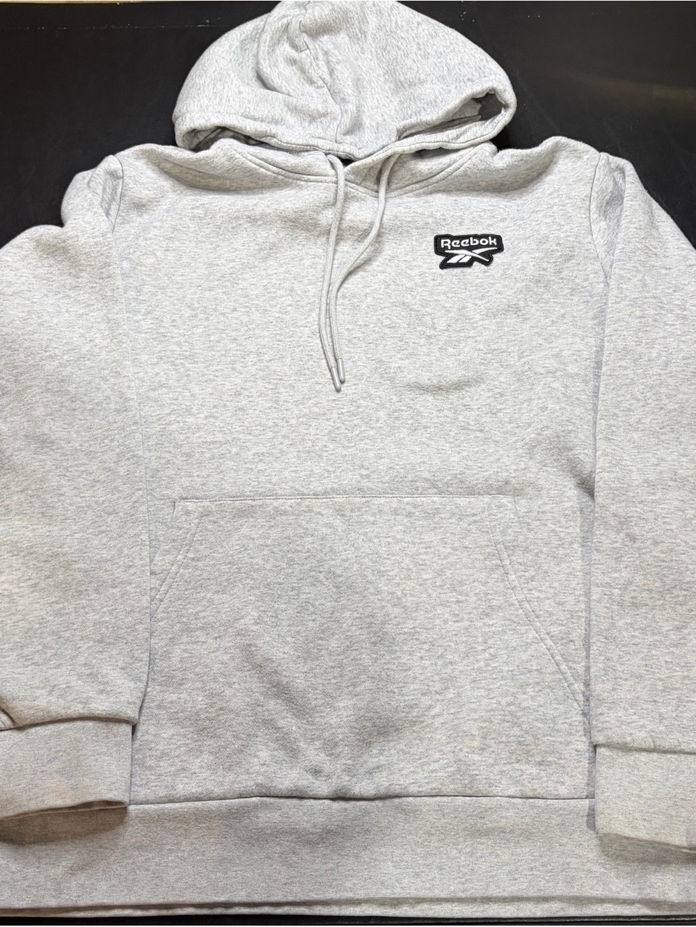 Reebok Men's Heather Gray Pullover Hoodie with Logo
